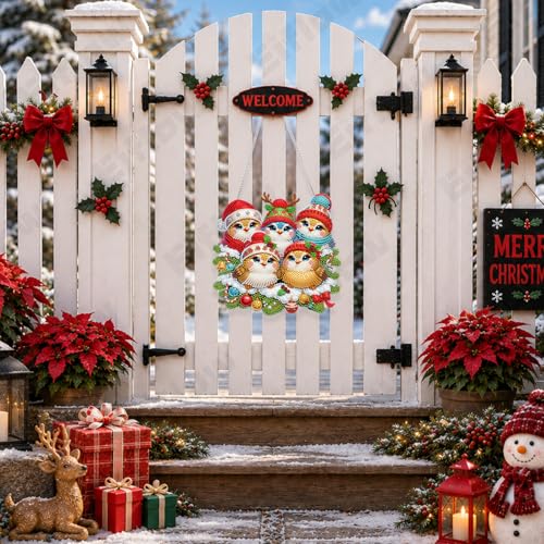 Eiflow Acrylic Diamond Art Hanging Kit for Adults, DIY Diamonds Painting Door Hanger Board Kit, Special Crystal Diamond Art Painting Pendant Ornament (Christmas Bird) - color: Christmas Bird
