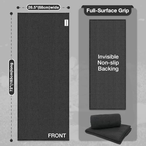 Hot Yoga Mat Towel, Non-Slip Grip Microfiber 24x72in - color: Black, size: 24 inch X 72 inch