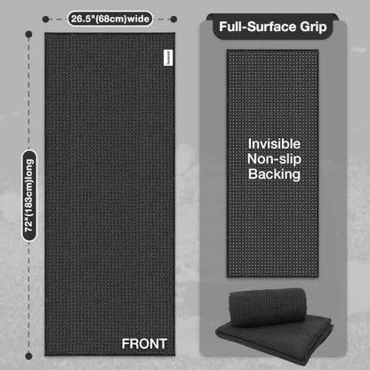 Hot Yoga Mat Towel, Non-Slip Grip Microfiber 24x72in - color: Black, size: 24 inch X 72 inch
