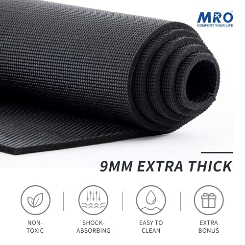 MRO Large Yoga Mat for Home Gym Workout 6'x12'x9mm and Yoga Knee Pad 24''x10''x0.6'', Extra Wide and Long Exercise Mats for Durable Men and Women, Thick, Non-Slip, Soft for Stretching