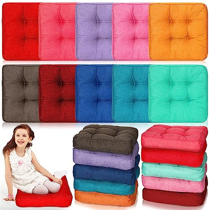 Thyle 10 Pcs Meditation Floor Pillows Cushions Bulk | Classroom Flexible Seating, 15.7 Inch Outdoor Chair Cushions for Adults Kids, for School Living Room Tatami Yoga