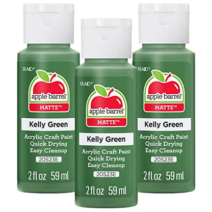Apple Barrel Acrylic Paint, Kelly Green (Pack of 3) 2 oz, 20523EA- (Pack of 3) - color: Kelly Green, size: 2 Fl Oz (Pack of 3)