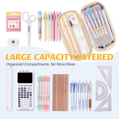 EASTHILL Big Capacity Pencil Pen Case Office College School Large Storage High Capacity Bag Pouch Holder Box Organizer Light Blue - color: Light Blue
