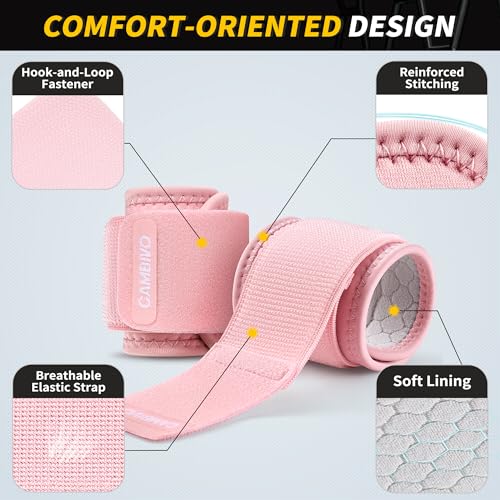 CAMBIVO 2 Pack Wrist Brace for Carpal Tunnel with wraps, Pink - color: Pink