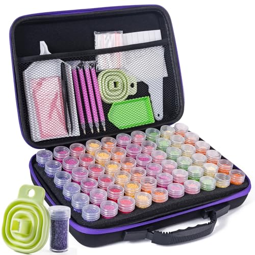 ZYNYXY 60 Slots Diamond Art Storage Container with Diamond Art Accessories and Tools, Portable Bead Storage Boxes for Diamond Painting Kits - size: Medium