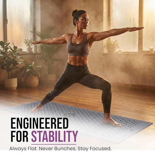 Clever Yoga Hot Yoga Mat Towel – Non-Slip Grip for Hot Yoga, Sweat Absorbent, Honeycomb Silicone Grip, Stays Flat – Ideal for Pilates, Travel, Washable & Lightweight - Gray - color: Gray