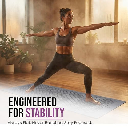 Clever Yoga Hot Yoga Mat Towel – Non-Slip Grip for Hot Yoga, Sweat Absorbent, Honeycomb Silicone Grip, Stays Flat – Ideal for Pilates, Travel, Washable & Lightweight - Gray - color: Gray