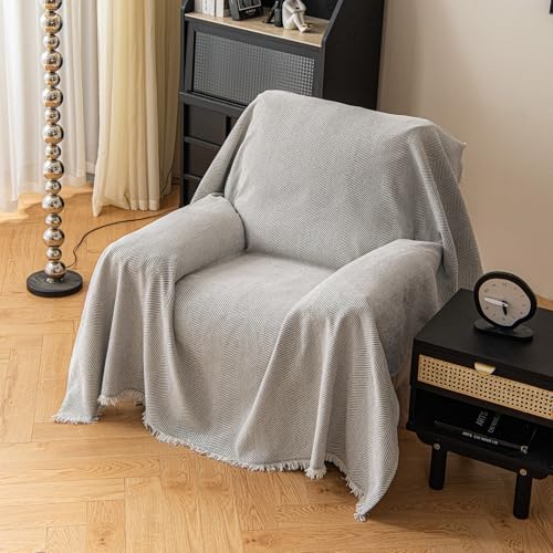 Erke Small Chair Recliner Cover Sheet Blanket, Machine Washable Non Slip Chenille Armchair Cushion Slipcover for Pets, Slipper Chairs Bed Slip Covers Furniture Protector (Off White, 71" x 71") - color: Off White, size: 71" x 71"