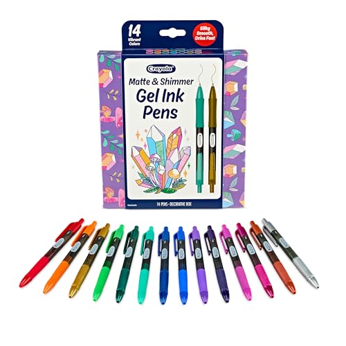 Crayola Gel Ink Pen Marker Set, 14 Matte & Glitter Pens, Gel Pens for Coloring, Fine Point, Gift for Kids & Teens, Ages 4+ - size: 1 Count (Pack of 1), style: Gel & Ink