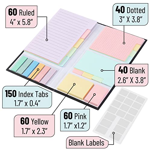 Mr. Pen- Sticky Notes Set, 410 Pack, Ruled | Dotted & Blank Notes with 150 Index Tabs, Divider Sticky Pads for Bible Study, Office, School, Planning - color: Muted Pastel, size: 1 Set