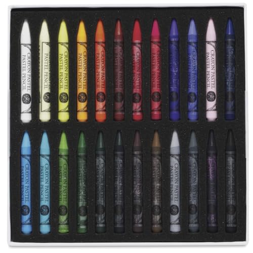 SENNELIER Pastel Pencil Set, 24 Half Size Pencils, 12 Empty Slots, Magnetic Cardboard Box (N132380.01)