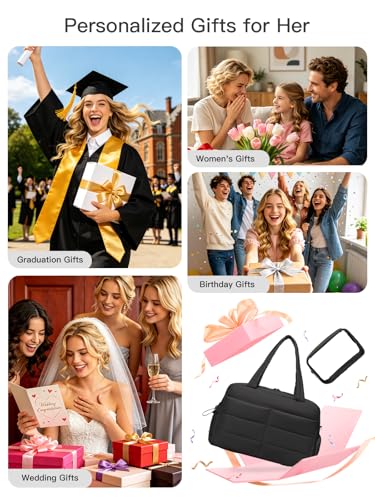Gitus Travel Duffle Bag for Women Puffer Weekender Bags Carry on Gym Bag - color: Black