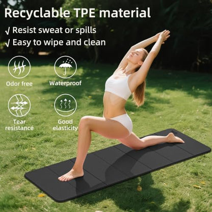 WEILA 1/2 Inch 70"x24" Foldable TPE Yoga Mat, Thick Non Slip Pilates Mat - color: Charcoal
