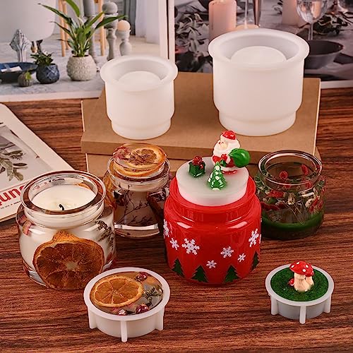Jar Silicone Molds, Jar Resin Mold with Lids, 2 Sets of Candle Jar Molds of Different Sizes, Epoxy Resin Casting Mold for DIY Jewelry Storage Box, Candle Jar, Craft Gifts