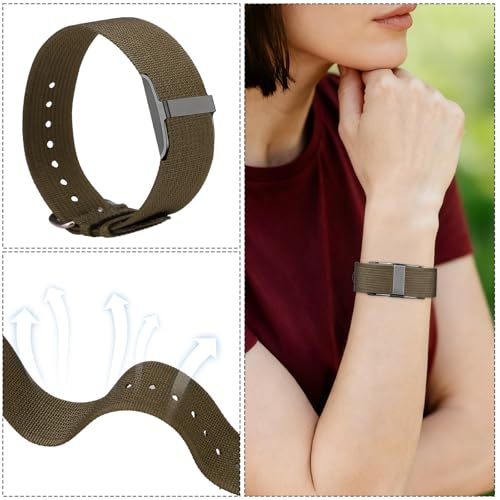 Replacement Nylon Loop for Hume Band, Soft Breathable Woven Wristband with Adjustable Metal Buckle for Hume Health Band Fitness Tracker All-Day Comfort Wear - color: green