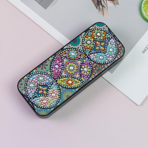 FlyingMage 5D Diamond Art Painting Kit for Adults Beginner, Small DIY Diamond Dots Gem Art Painting Mosaic Kits, Cute Hard Shell Sunglasses Eyeglasses Glasses Case for Women Teen, Mandala Totem - color: Multicolor Totem