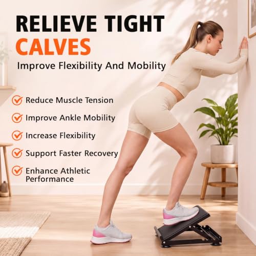 Steel Adjustable Slant Board with Suction Base for Calf Ankle Stretching | 5-angle 20°–45° Foam Surface, Supports 440 lb, Non-slip Suction Cups for Home Gym and Physical Therapy