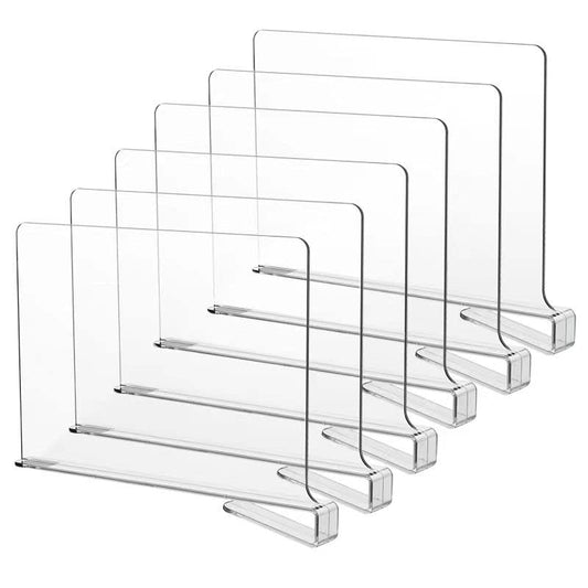 LikeU Shelf Dividers for Closets,Clear Acrylic Shelf Divider for Wood Shelves and Clothes Organizer/Purses Separators Perfect for Kitchen Cabinets and Bedroom Organizer,6 PCS - size: 6 PCS