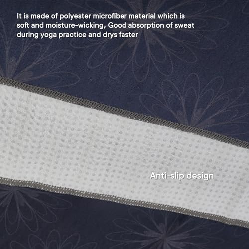 Yoga Towels, Non Slip Hot Yoga Mat Towel with Grip Dots,Super-Absorbent Soft Microfiber Yoga Blanket for Pilates, Fitness and Workout 72inch x 24inch - color: Grey Flower