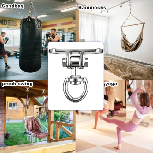 Heavy Duty Swing Hanger 360°+180°Rotation 1500LB Capacity for Sandbag Yoga Swing Hammock Chair - style: 2-holes