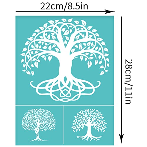 OLYCRAFT 2pcs 8.6x11 inch Tree of Life Silk Screen Printing Stencils Self-Adhesive Silk Screen Stencils Tree Screen Printing Stencils Reusable Mesh Transfers for Painting on Wood T-Shirts Bags - color: Tree of Life