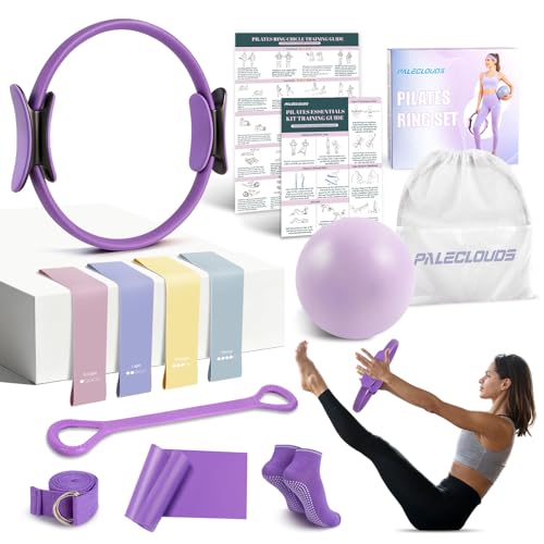 Pilates Ring Set for Women, 12" Pilates Ring and Ball Set with Resistance Bands for Home Workouts, Portable Pilates Kit with Bag & 2 Training Poster for Full Body Exercise