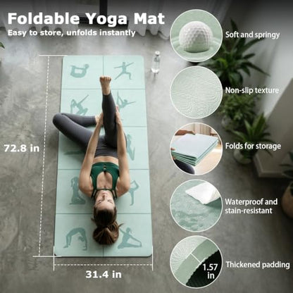 Foldable Yoga Mat Kit,Yoga Starter Sets,Yoga Stick Set