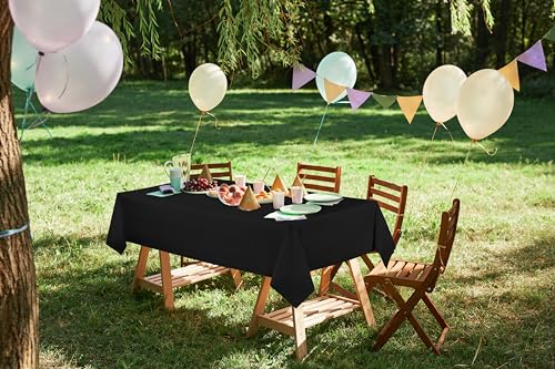 Utopia Kitchen Plastic Table Cloth Disposable [Black, 6 Pack] | Rectangle Tablecloth Waterproof Stain Resistant Party Table Cover - color: Black, size: 54X108 Inch - 6PC