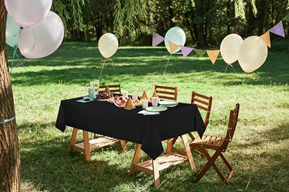 Utopia Kitchen Plastic Table Cloth Disposable [Black, 6 Pack] | Rectangle Tablecloth Waterproof Stain Resistant Party Table Cover - color: Black, size: 54X108 Inch - 6PC