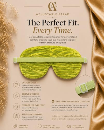 Handmade Opulence Yoga Eye Pillow - Weighted Flaxseed Fill, Unscented, Satin & Velvet, Adjustable Strap - Ideal for Meditation & Restful Sleep - Lime - TEMF-LM - color: Lime