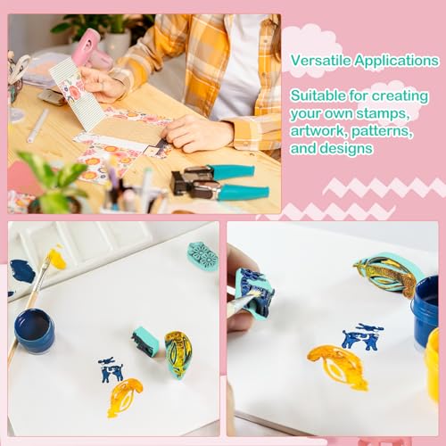 Frienda 40 Pcs 4"x6" Rubber Carving Blocks Linoleum Block Stamp Making Kit Soft Rubber for Craft Project Beginners Stamp Maker Printmaking Supplies (White and Green) - color: White and Green