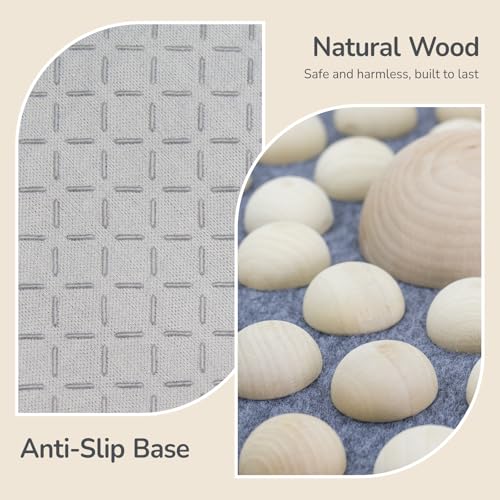 Wood Foot Acupressure Mat - Ergonomic Foot Massager Mat for Feet Relax, Wood Massage Tool -Foldable Pressure Point Pad