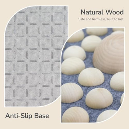 Wood Foot Acupressure Mat - Ergonomic Foot Massager Mat for Feet Relax, Wood Massage Tool -Foldable Pressure Point Pad