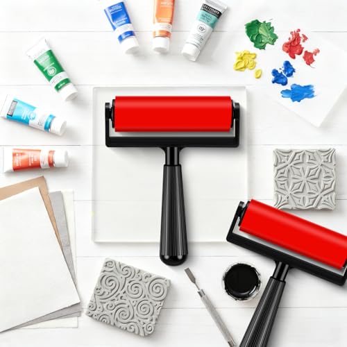 Geelin 3 Pack Rubber Brayer for Gel Printing 4 Inch Rubber Brayer Roller for Printmaking