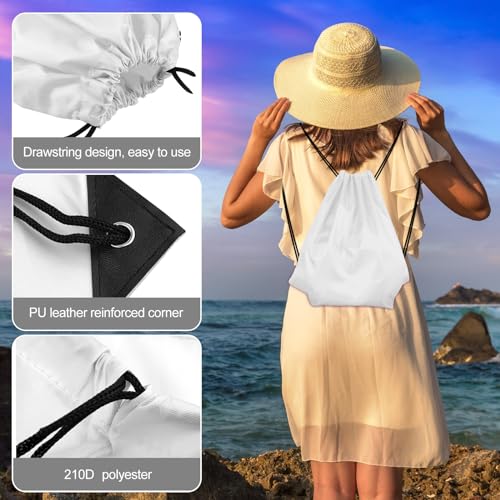 KUUQA 12 Pcs White Drawstring Backpack Bags - color: White