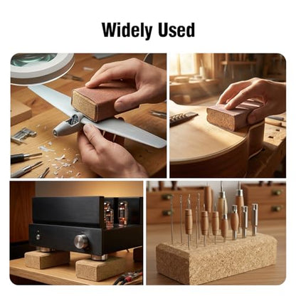 3 Pack Cork Sanding Block, Leather Craft Cork Punching Pad Kit | Cork Sewing Block Hand Sanding Tool for Sandpaper, Woodworking, Furniture Repair, 4-1/4" x 2-3/8" x 1-3/16"