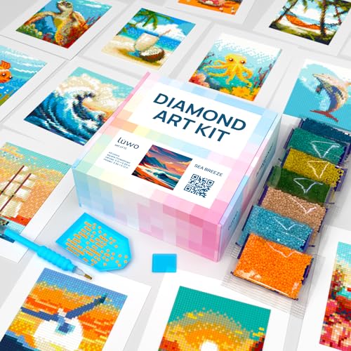 LuwoArte 15 Pack Diamond Painting Kits for Adults – Beach, Summer Vibes & the Sea Breeze – Full Drill DIY Paint Gem Art for Adults – Brilliant 5D Diamond Painting Kit – Relaxing Craft for Wall Décor - color: Sea Breeze