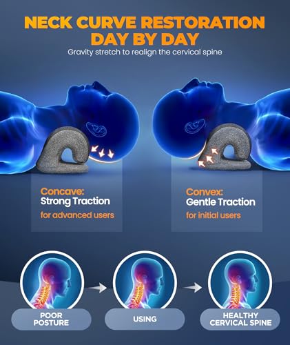 Graphene Magnetic Neck Stretcher for Deeper Pain Relief, Instant Heating Pad Cervical Traction Device Pillow, Neck Cloud for TMJ Tension Muscle Migraine, Gifts for Women, Mom, Men(Gray)