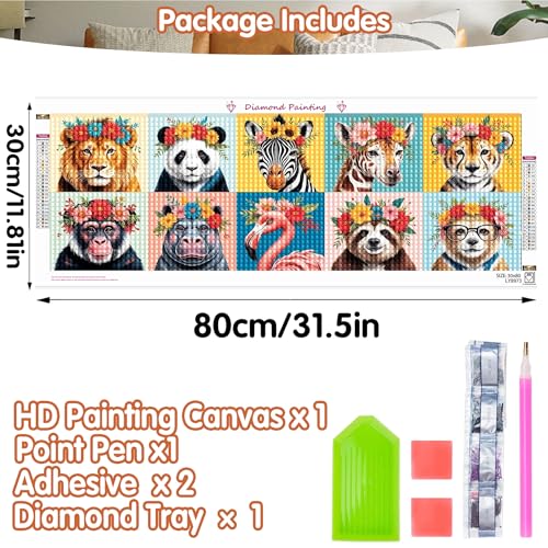 SKRYUIE 5D Large Diamond Painting Kits Animal - DIY Diamond Art Kits for Adults Tiger, Full Round Drill - Crystal Embroidery Cross Stitch - Craft for Wall & Office Decor - 12x30 inch / 30x80 cm B7 - color: colorful-13