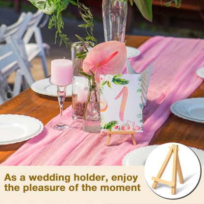 100 Pieces Mini Wooden Easel Stands Tripod Display Tabletop,5 Inch | For Artist Painting Business Cards Photos, Canvas Holder Wedding Table Numbers Party Favors Gift, Natural Wood Tripod Frame - size: 5 Inch