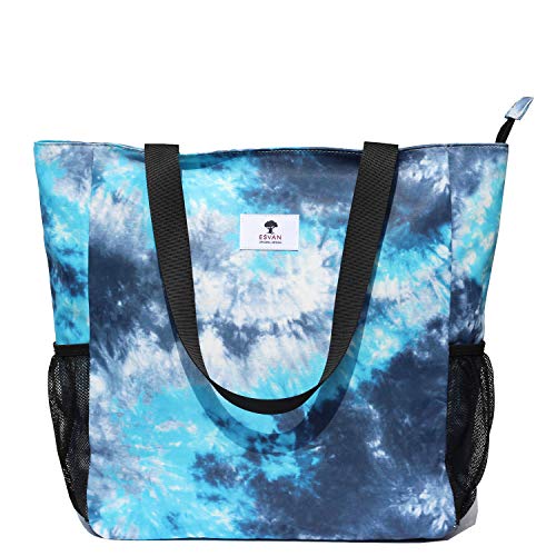 ESVAN Original Floral Water Resistant Large Tote Bag Shoulder Bag for Gym Beach Travel Daily Bags Upgraded - color: [D]