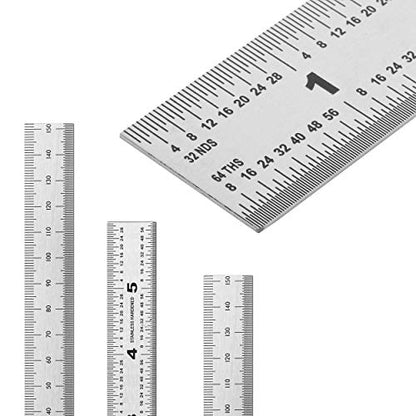 Mr. Pen- Machinist Ruler, 3 Pack, 6 Inch, Stainless Steel Metric & Imperial | Precision Measuring Tool, 1/64, 1/32 Graduation for Engineering, Carpentry, Drafting, Office, School - style: 6 inch, 3 Pack