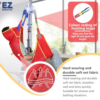 EZ Assistive Universal Full Body Patient Lift Sling for Patient Lift or Transfer, Lift Sling with Mesh Fabric Suitable for Bedridden,Elderly or Disabled to Bathing - size: Large-Red