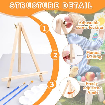 4 Pack 9 Inch Wood Easels, Tripod, Table Top Easels for Painting, Art Crafts Painting Party Easel, Student Tabletop Easels Stand for Painting, Portable Mini Canvas Photo Picture Sign Holder