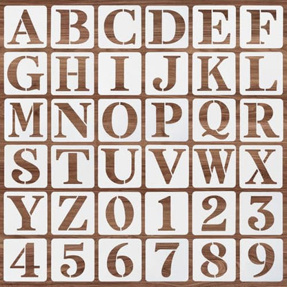 36 Pcs 5 Inch Reusable Letter and Number Stencils, PET Plastic Spray Painting Templates for Wall, Wood, Fabric, Craft DIY Decoration