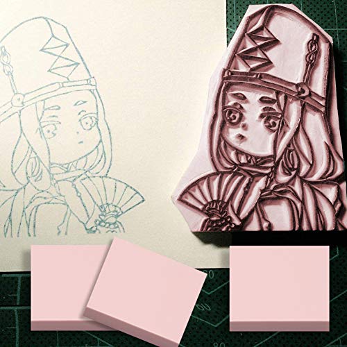 8 Pcs 2"x2" Pink Rubber Carving Blocks for Stamp Soft Rubber Crafts, Soft and Easy to Carve (Square) (Pack of 2) - size: Square (Pack of 2)