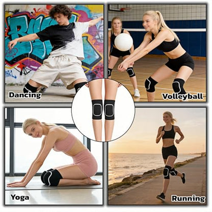 Knee Pads with Thick EVA Foam Cushion, Black, One Size Fits All, for Volleyball, rugby, Dance, Basketball, Soccer, Yoga, Running, 1 Pair