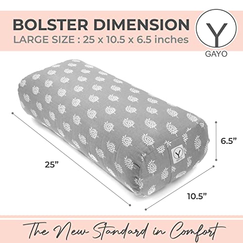 Y O GAYO Yoga Bolster - Made with 100% Cotton, Yoga Pillow Set Includes Extra Washable Cover and Carry Bag - color: Standard Size (25 X 10.5 X 6.5 In)