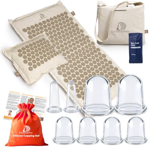 Acupressure Mat & Pillow Set + 8-Piece Silicone Cupping Set