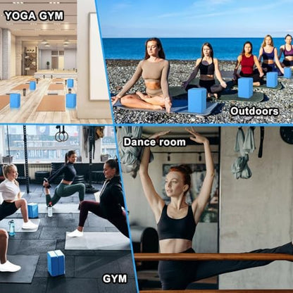 Honoson 20 Pcs Yoga Blocks Bulk 9''x6''x3'' High Density EVA Foam Blocks for Exercise Pilates Meditation, Lightweight Non-slip Surface, Improve Strength Balance Flexibility - color: Dark Blue